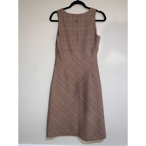 W by Worth Rust Red Cream Checked V-Neck Midi Dress, Size 6 - Picture 9 of 13